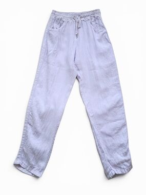 Made In Italy Linen Joggers Sequin Stripe Euro Summer Resort Chic Lavender M